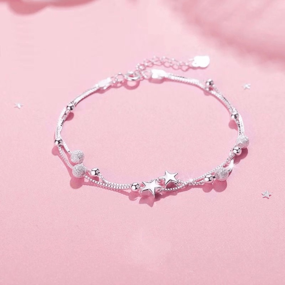 Star Bead Charm Double Layered Bracelet